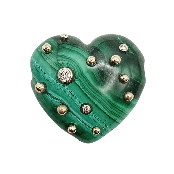 Carved Stone Studded Heart Pendant