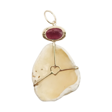 Load image into Gallery viewer, White Ribbed Shell with Rubellite Tourmaline Pendant
