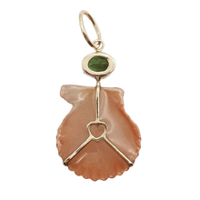 Load image into Gallery viewer, Orange Shell with Green Tourmaline Pendant

