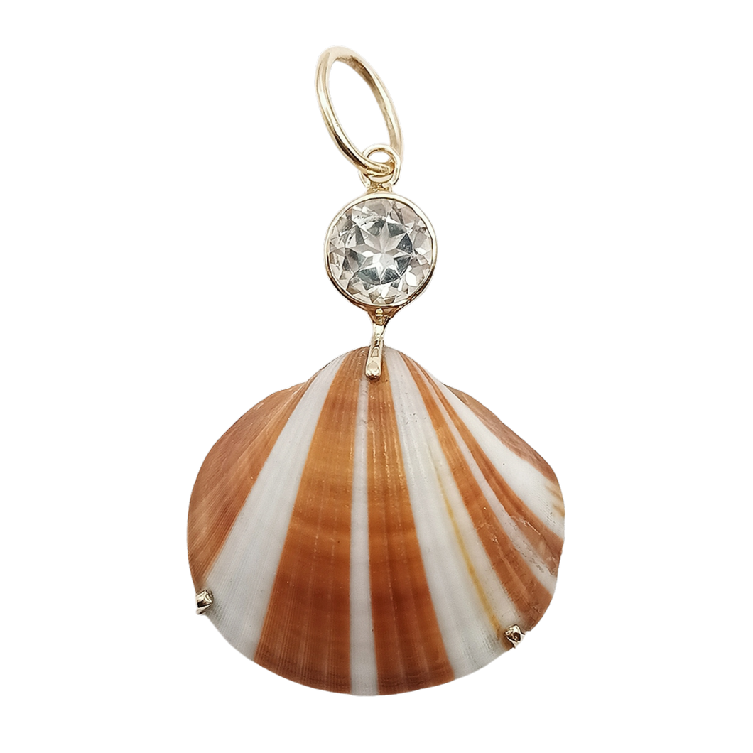 Striped Shell with Quartz Pendant