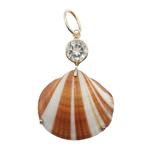 Striped Shell with Quartz Pendant