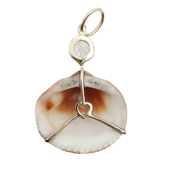 Striped Shell with Quartz Pendant