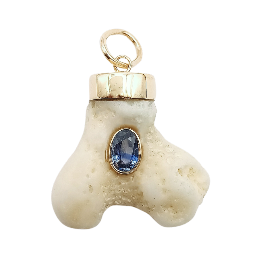 Coral with Purple Sapphire Pendant