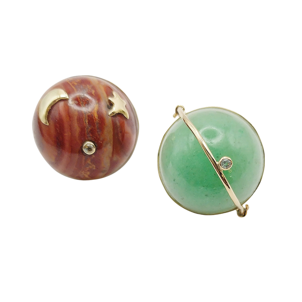Carved Stone Planet Earrings