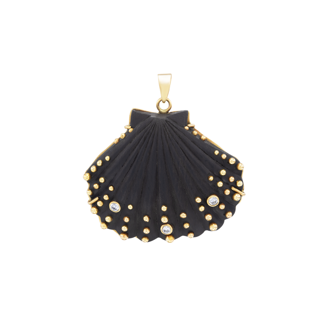 Carved Ebony Scallop Shell 2