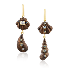 Load image into Gallery viewer, 2-Tiered Wooden Shell Earrings
