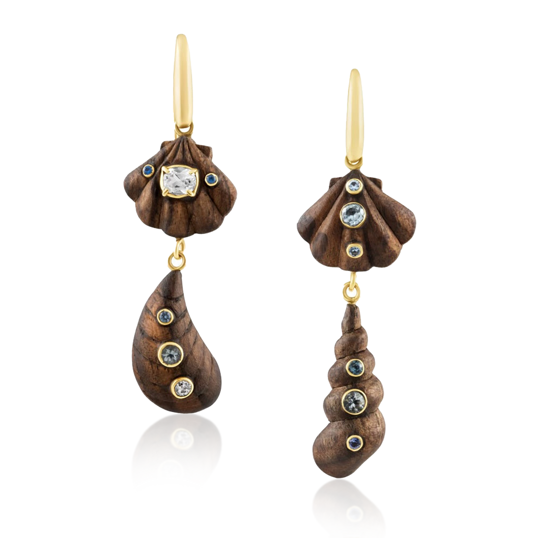 2-Tiered Wooden Shell Earrings