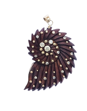 Carved Walnut Ammonite Shell