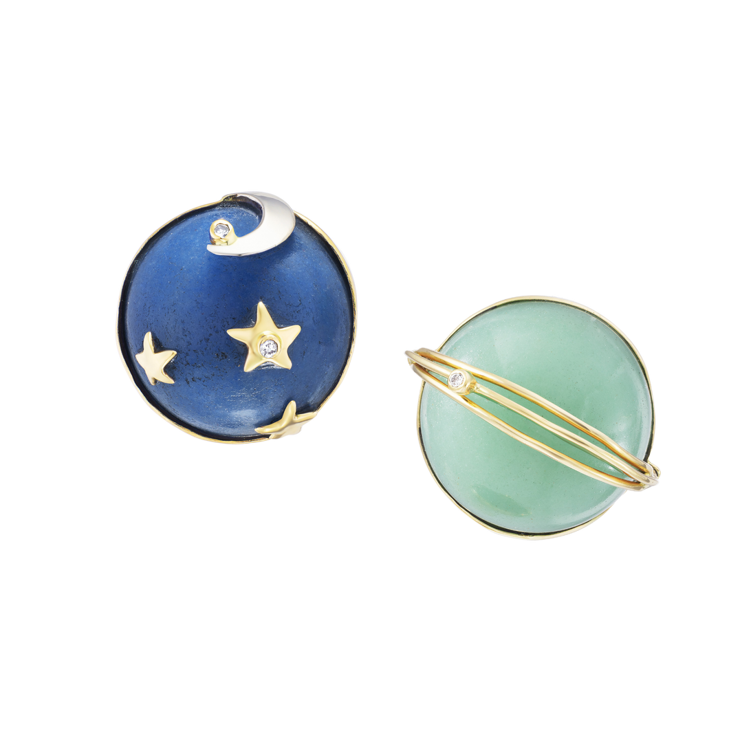 Earth + Saturn Earrings