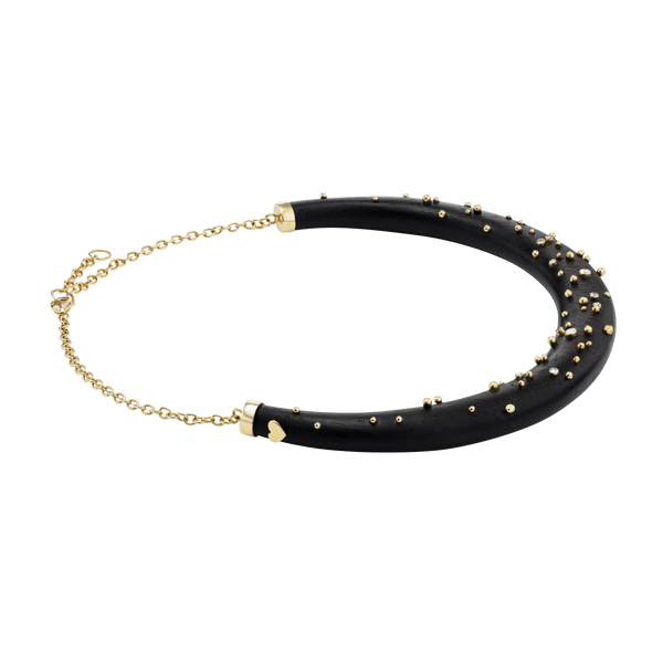 Diamond and Gold Ball Wooden Collar