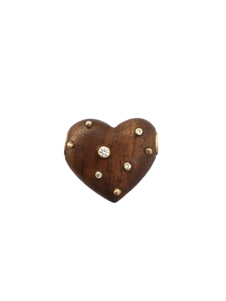 Diamond Walnut Threaded Heart