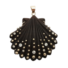 Load image into Gallery viewer, Carved Scallop Shell with Diamonds + Gold
