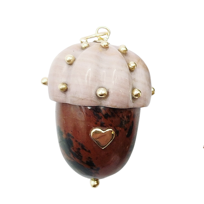 Carved Stone Acorn Pendant