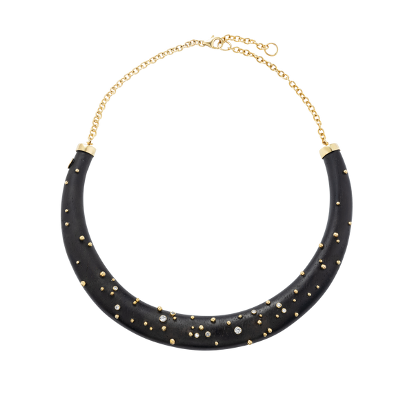 Diamond and Gold Ball Wooden Collar