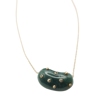 Load image into Gallery viewer, Carved Jade Studded Bean Necklace
