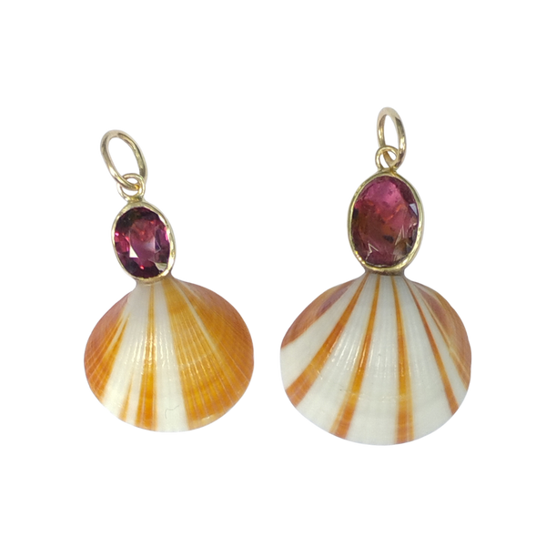 Garnet Striped Shell Pendant