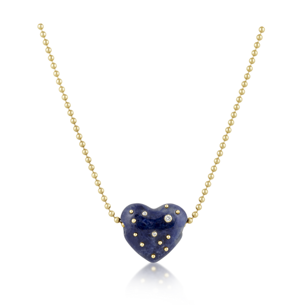 Carved Stone Studded Heart Pendants