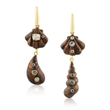 Load image into Gallery viewer, 2-Tiered Wooden Shell Earrings
