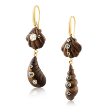 Load image into Gallery viewer, 2-Tiered Wooden Shell Earrings

