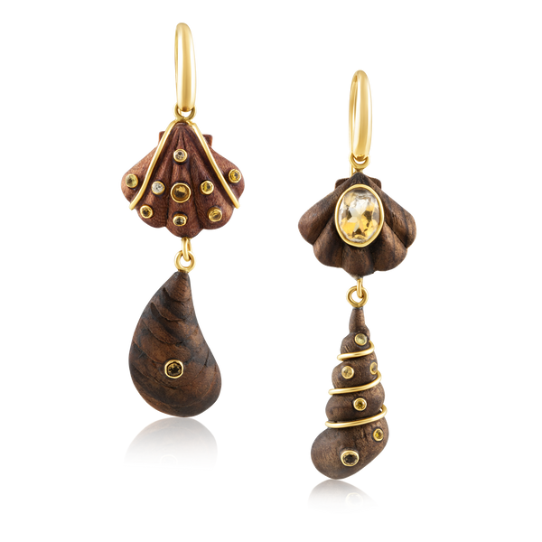 2-Tiered Wooden Shell Earrings