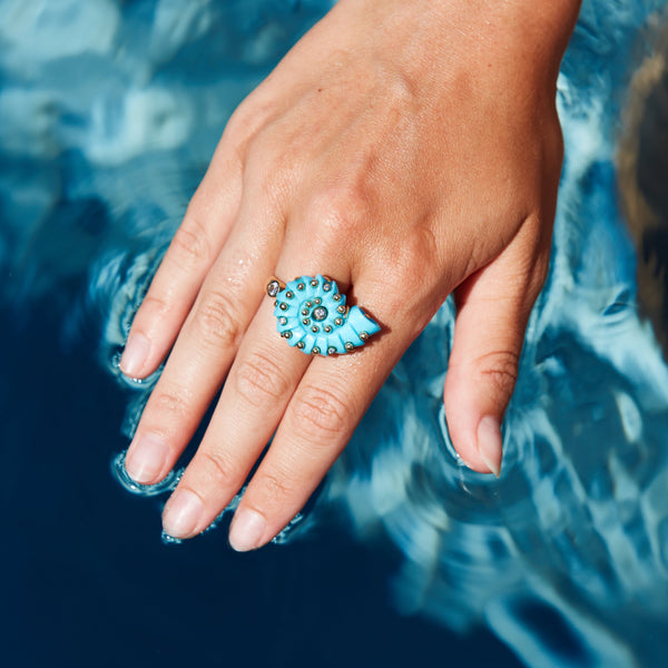 Carved Stone Ammonite Rings