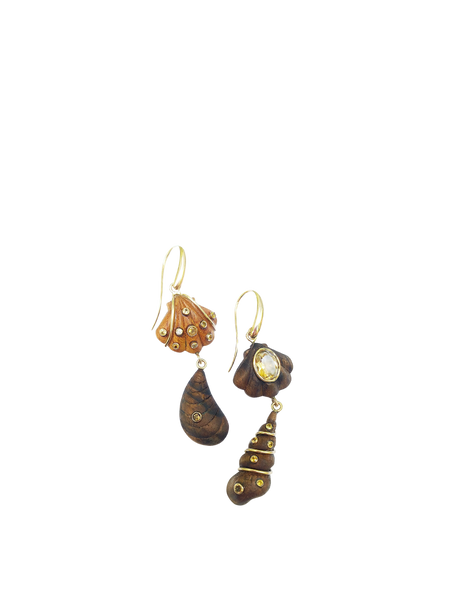 2-Tiered Wooden Shell Earrings