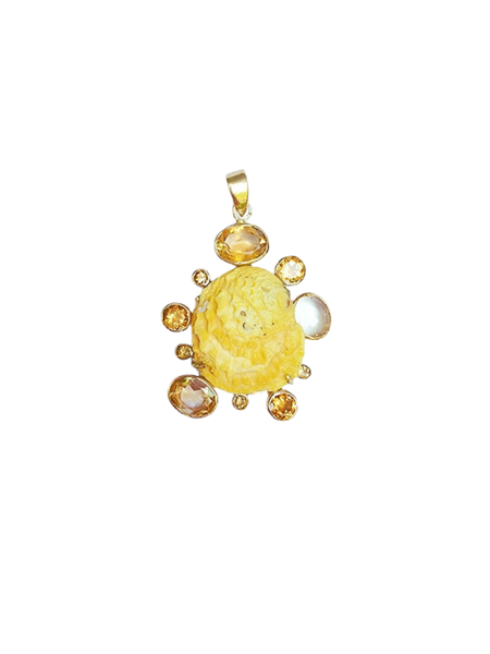 Yellow Citrine Halo Shell