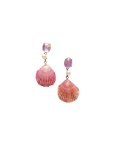 Load image into Gallery viewer, Amethyst Shell + Pearl Earrings

