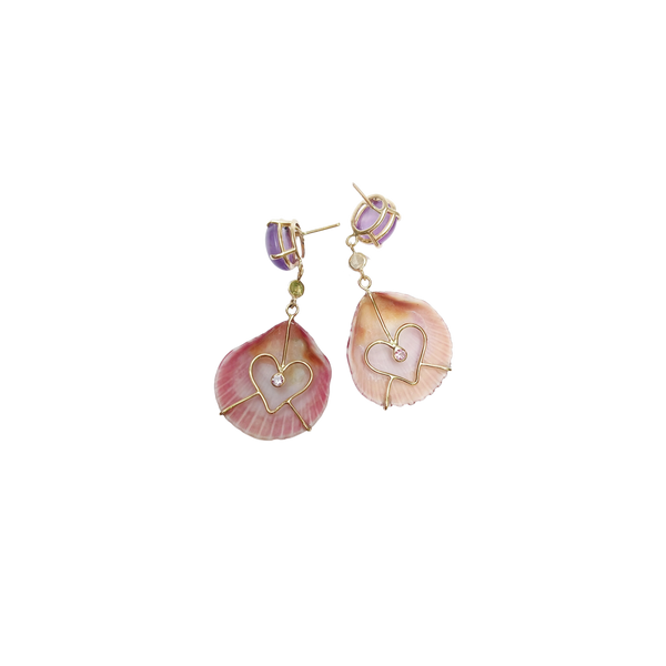 Amethyst Shell + Pearl Earrings