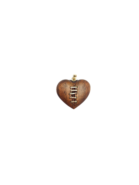 Carved Walnut Cracked Heart Pendant