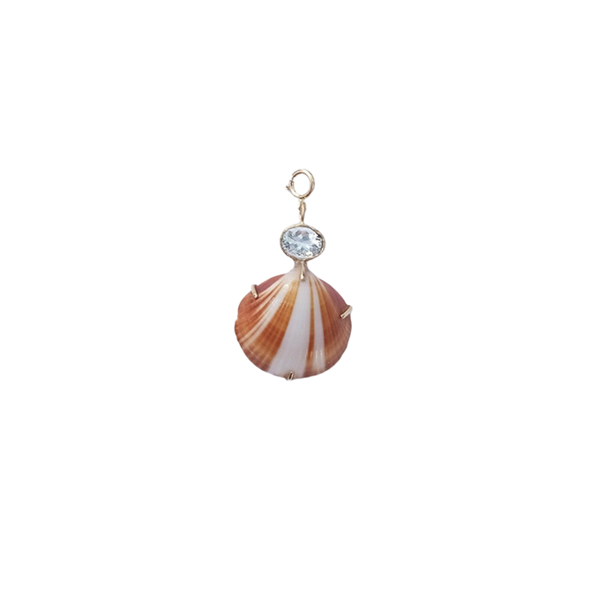 Brown Striped Shell with Pink Tourmaline