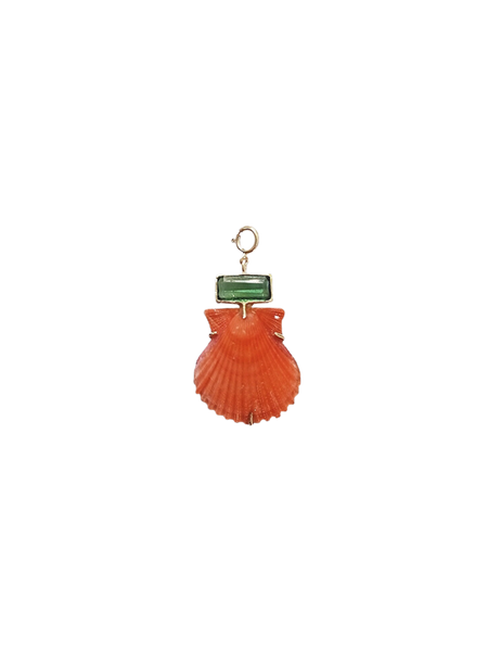 Orange Shell with Tourmaline Charm