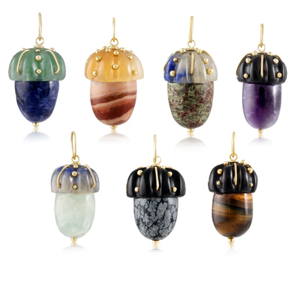 Carved Stone Acorn Pendants