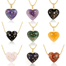 Load image into Gallery viewer, Carved Stone Studded Heart Pendants
