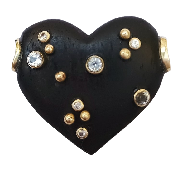 White Stone Ebony Heart