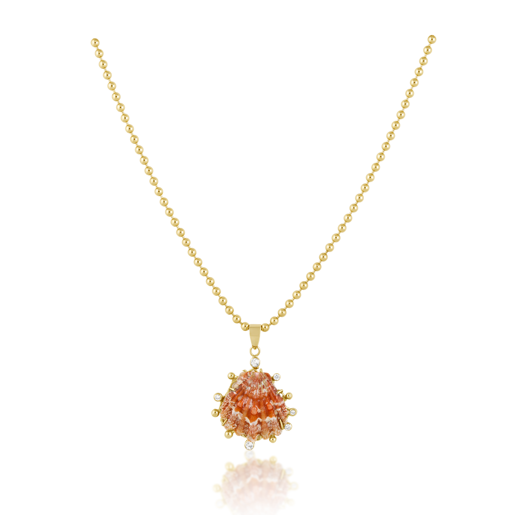 Orange/Pink Speckled Lion’s Paw Pendant