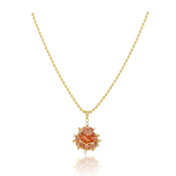 Orange/Pink Speckled Lion’s Paw Pendant