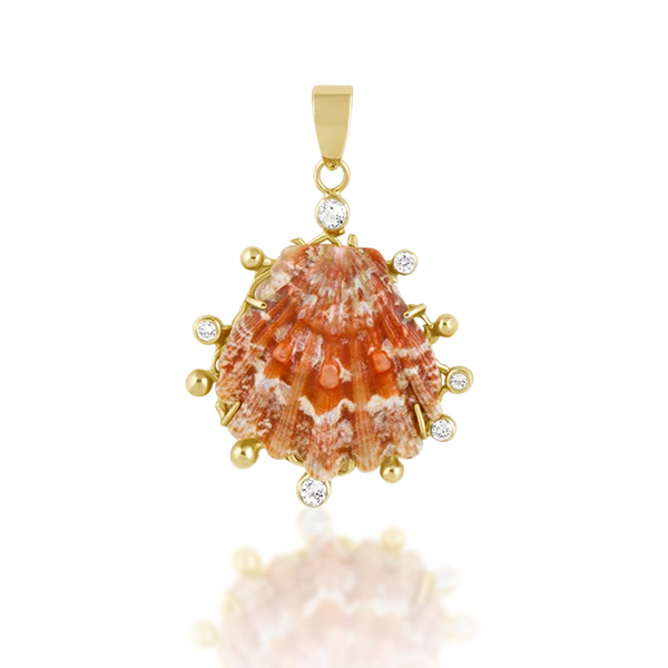 Orange/Pink Speckled Lion’s Paw Pendant
