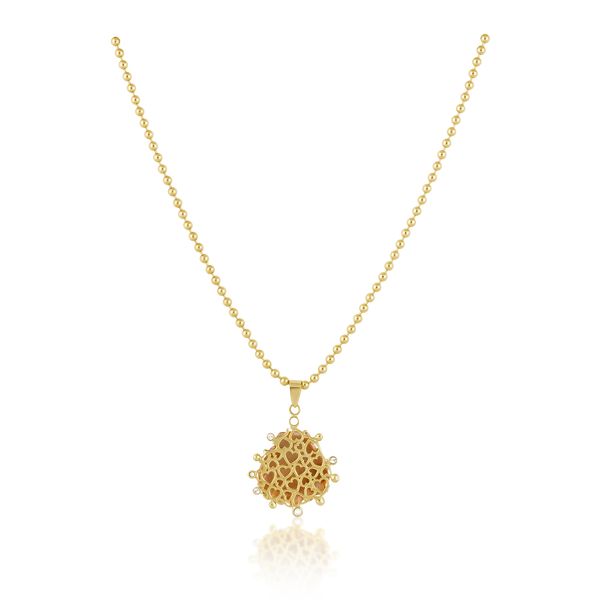 Orange/Pink Speckled Lion’s Paw Pendant
