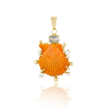 Load image into Gallery viewer, Light Orange Shell Halo Pendant
