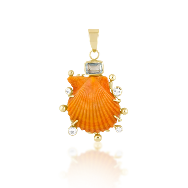 Light Orange Shell Halo Pendant
