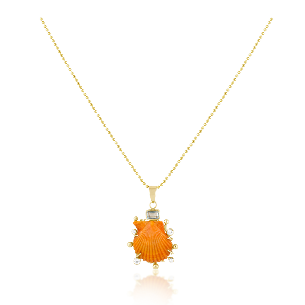 Light Orange Shell Halo Pendant