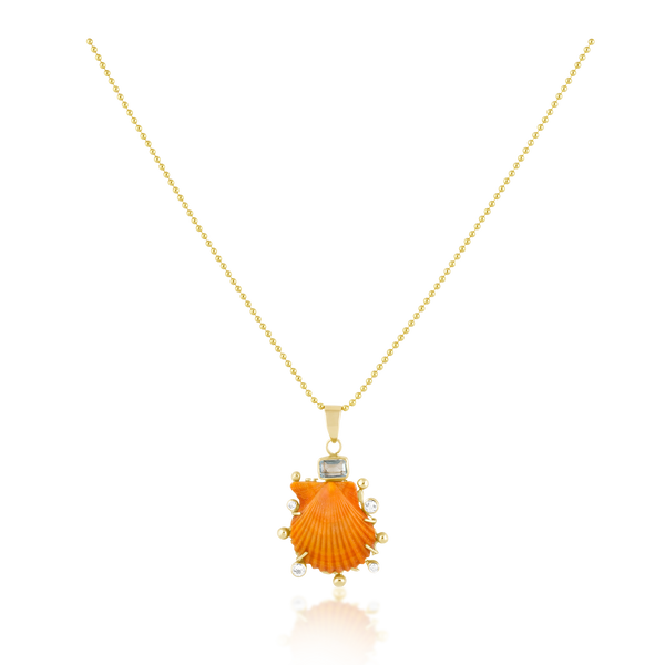 Light Orange Shell Halo Pendant