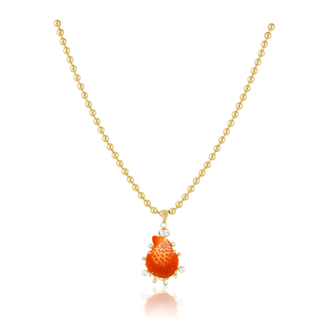 Bright Orange Shell Halo Pendant