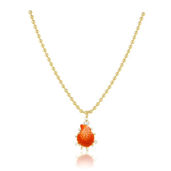 Bright Orange Shell Halo Pendant