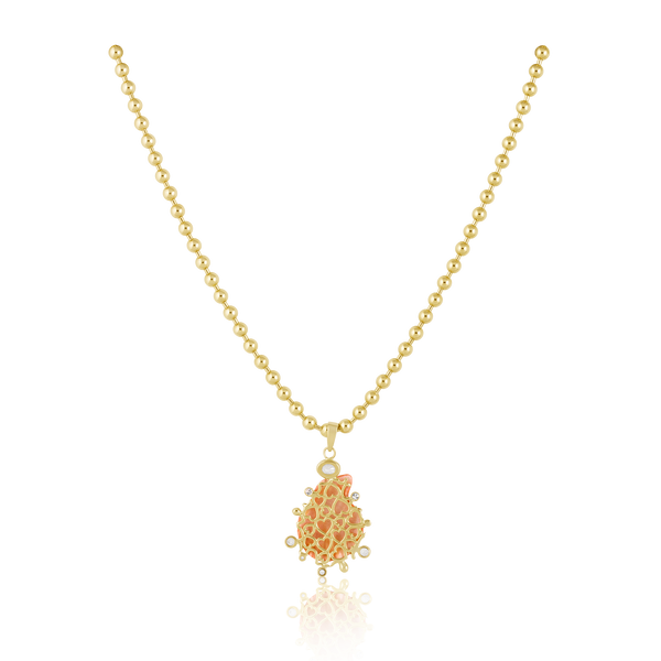 Bright Orange Shell Halo Pendant