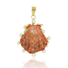 Load image into Gallery viewer, Pink Lion’s Paw Shell Halo Pendant
