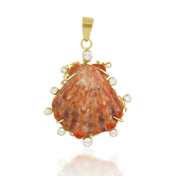 Pink Lion’s Paw Shell Halo Pendant