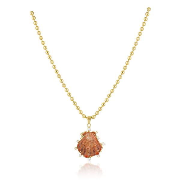 Pink Lion’s Paw Shell Halo Pendant