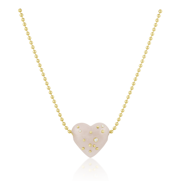 Carved Stone Studded Heart Pendant